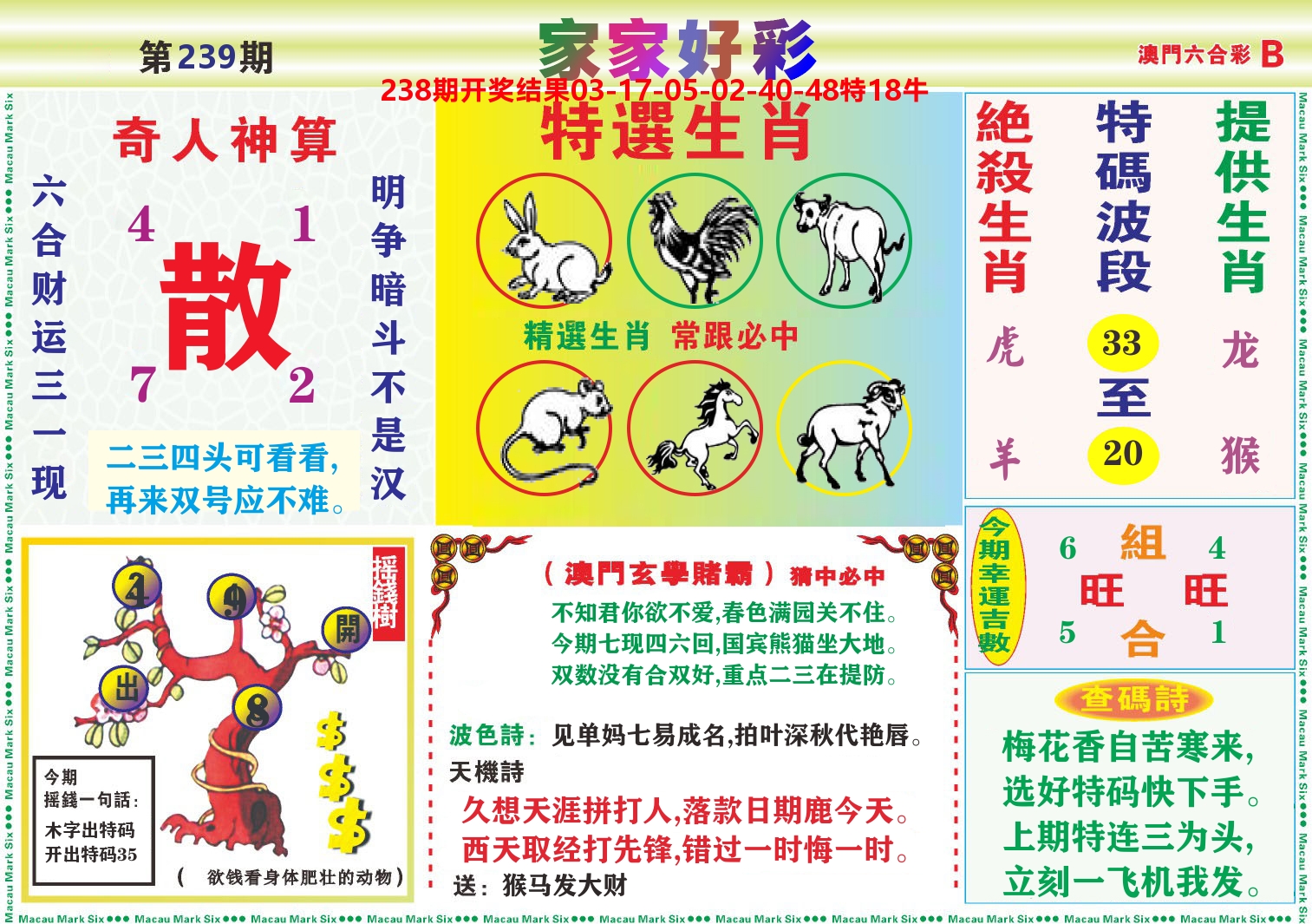 家家好彩B 第239期