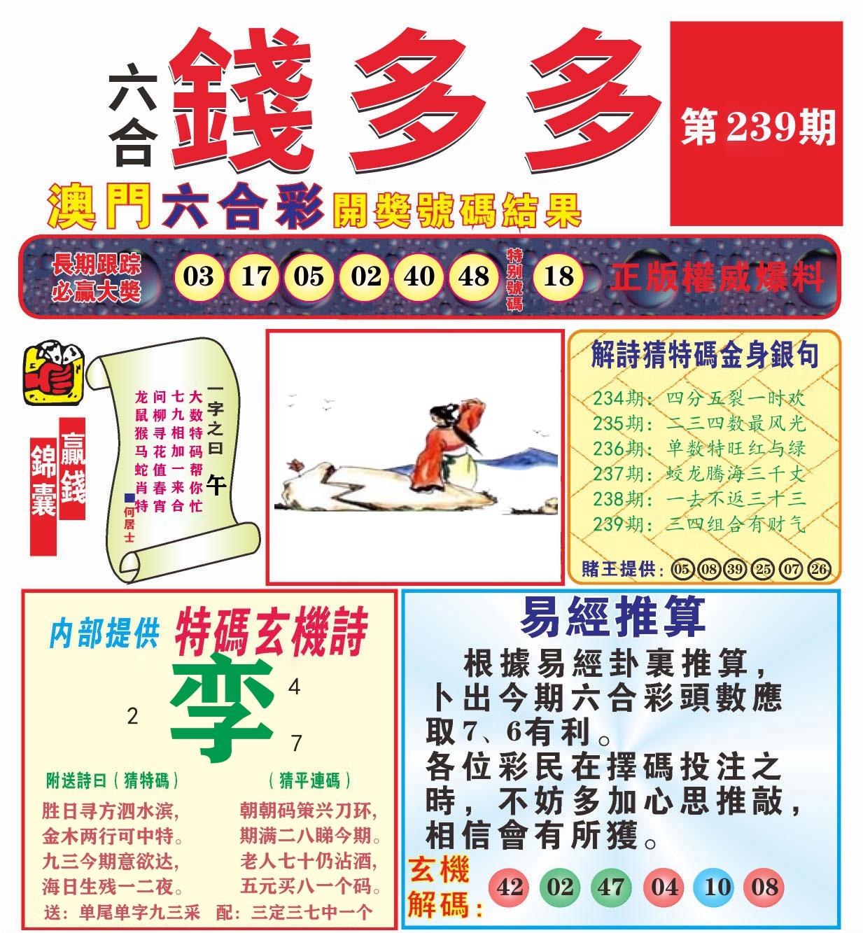 澳门钱多多B 第239期
