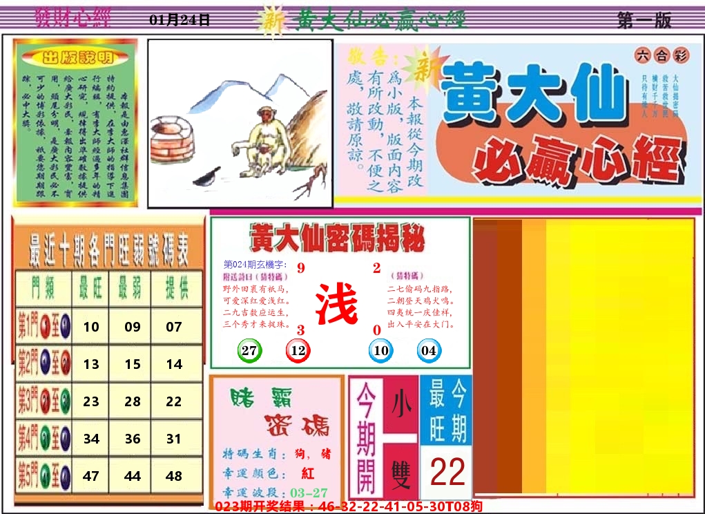 黄大仙必赢心经 第24期