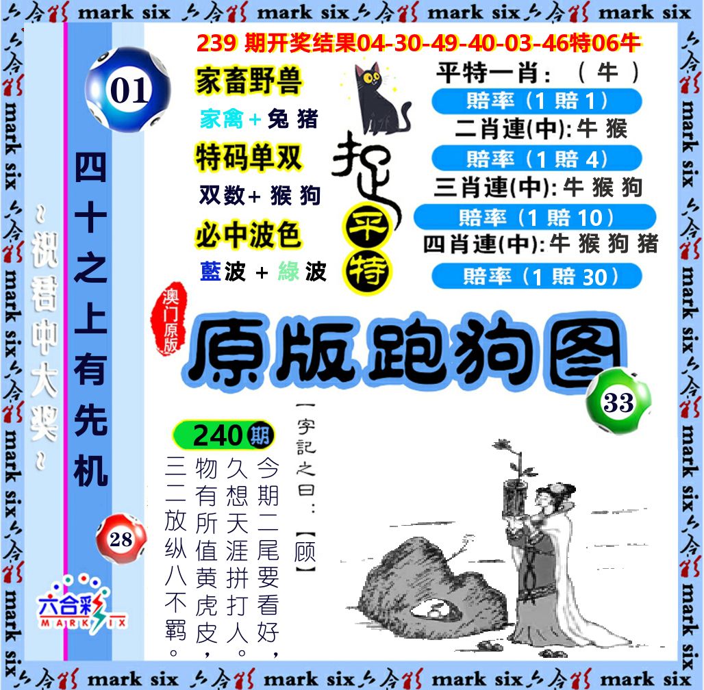 原版跑狗图 第240期