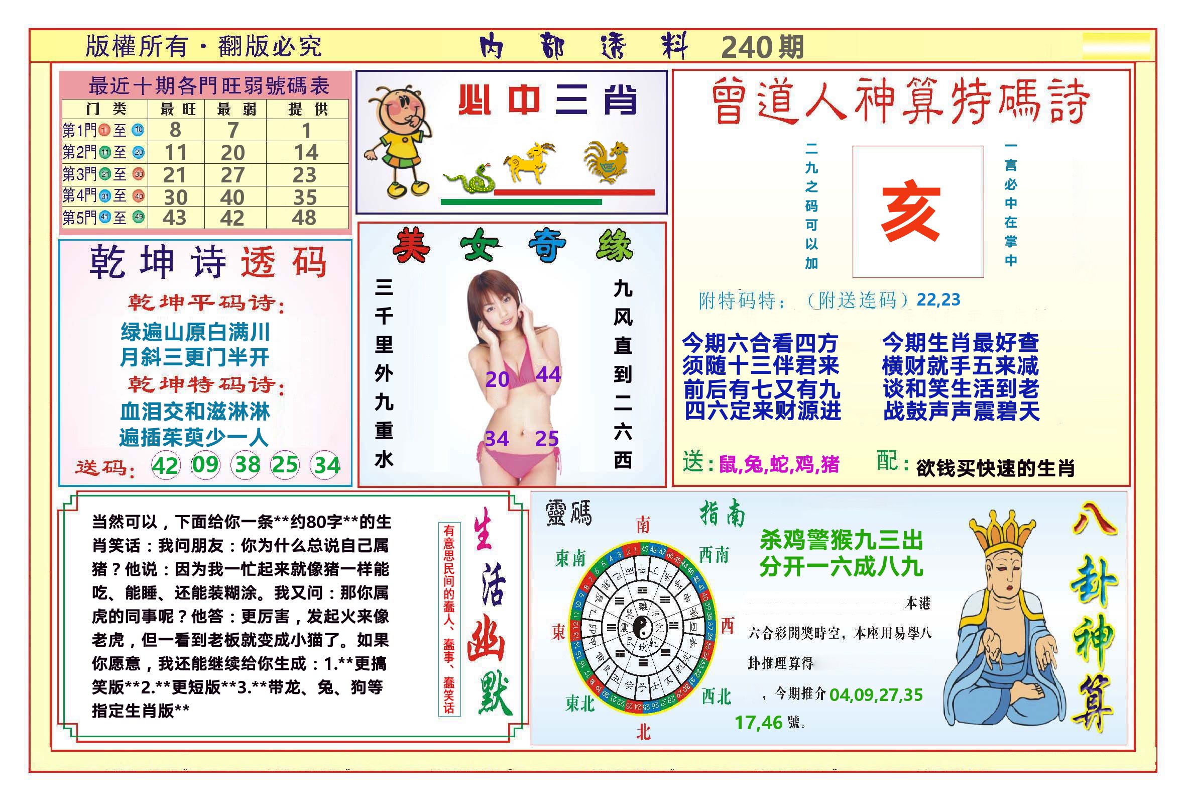 澳门内部透料B 第240期