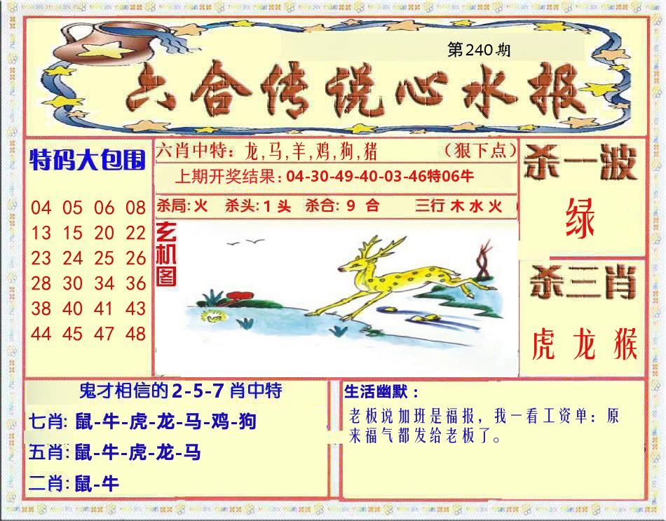 六合传说心水报 第240期