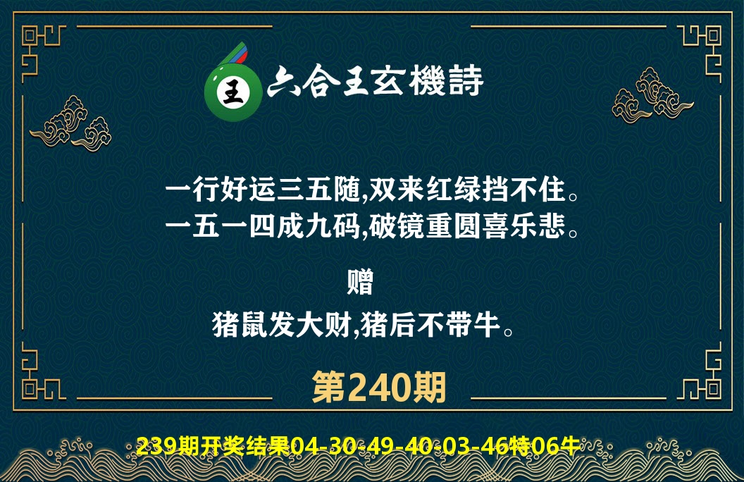 六合王玄机诗 第240期