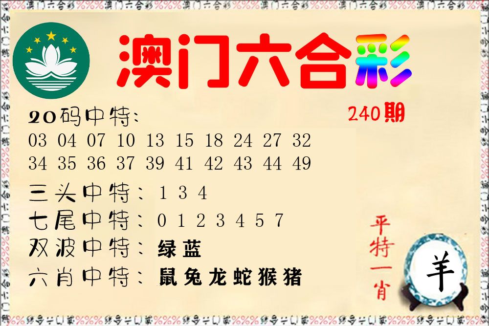 快乐六合彩 第240期