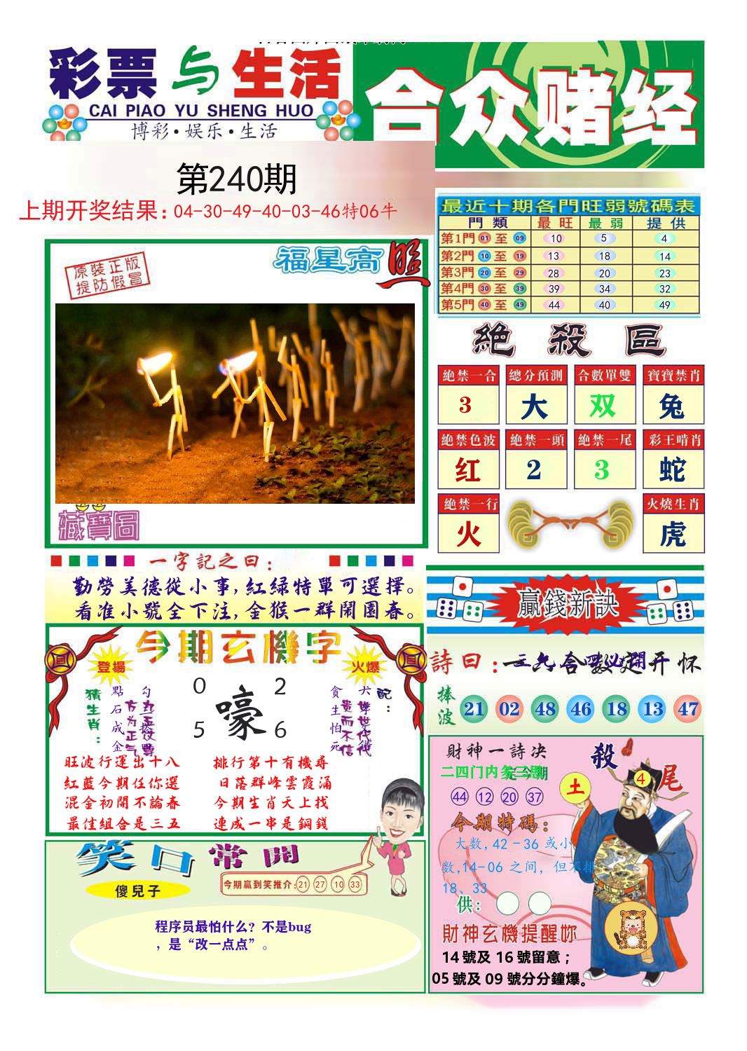 合众赌经 第240期