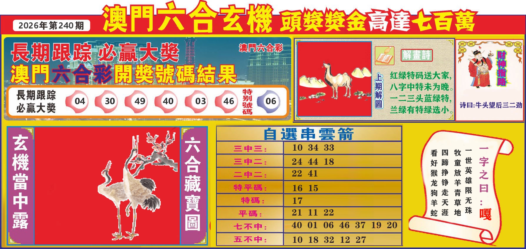 七星彩图C 第240期
