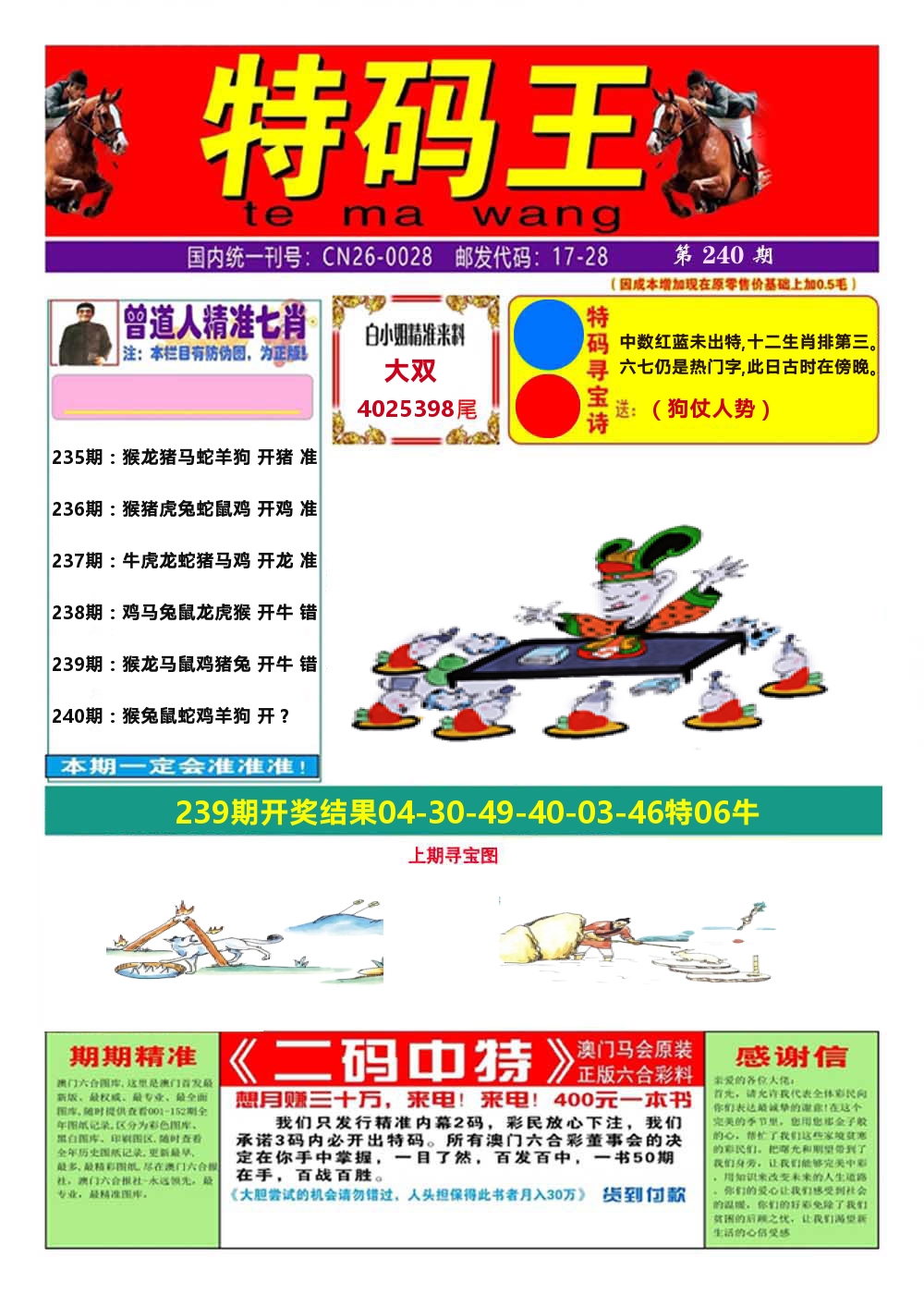 澳门特码王A 第240期