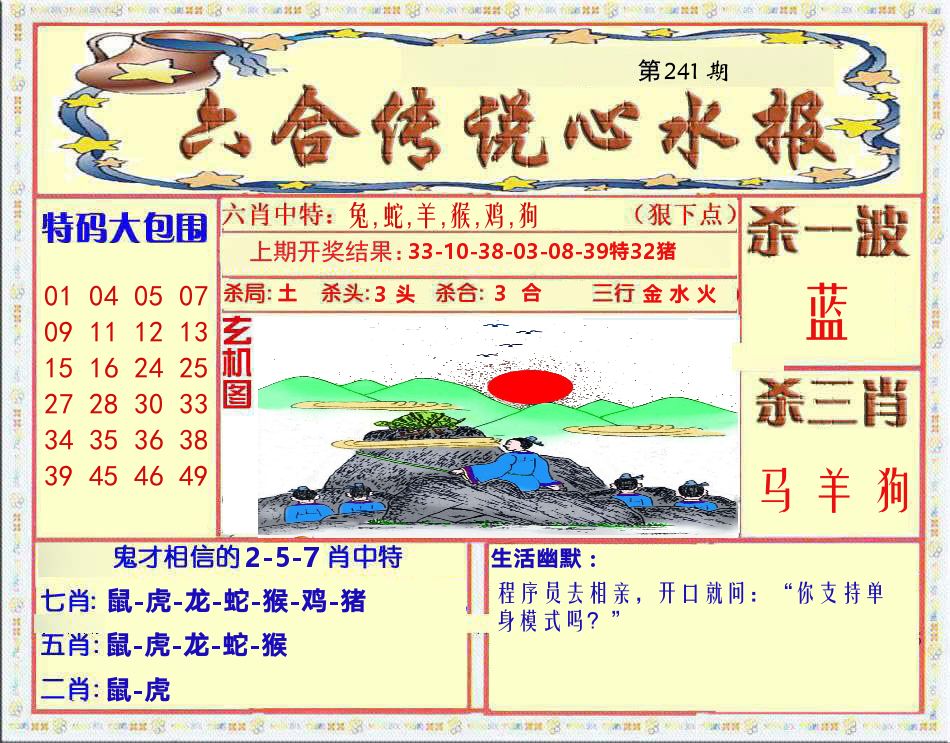 六合传说心水报 第241期