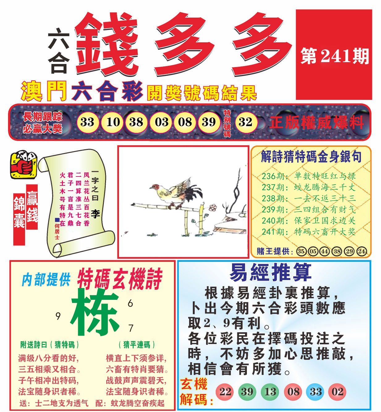 澳门钱多多B 第241期