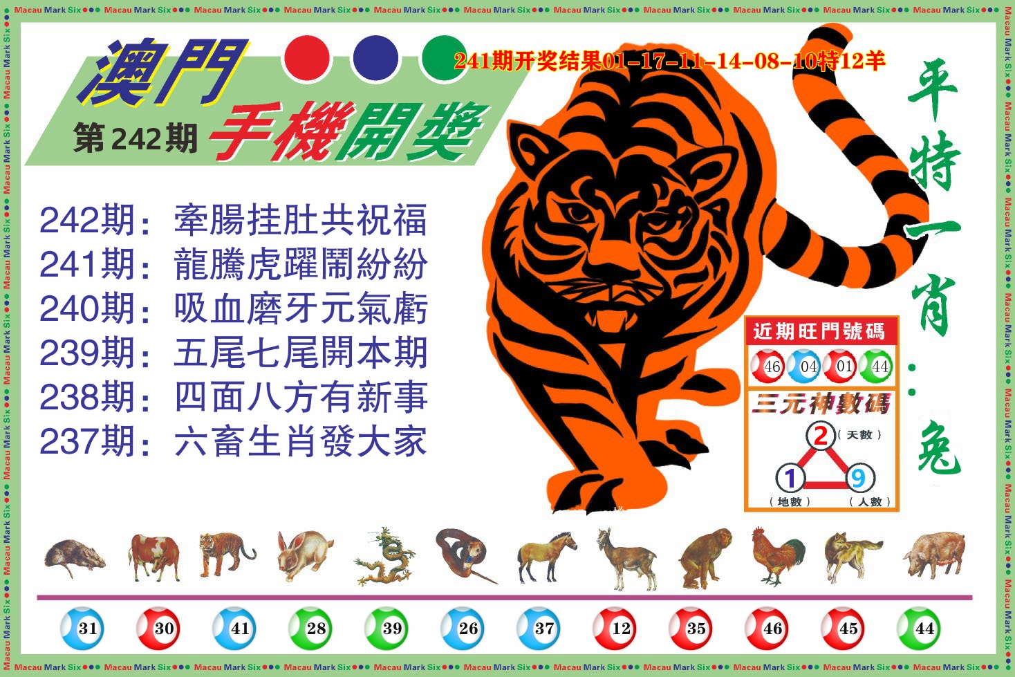 澳门开奖报 第242期