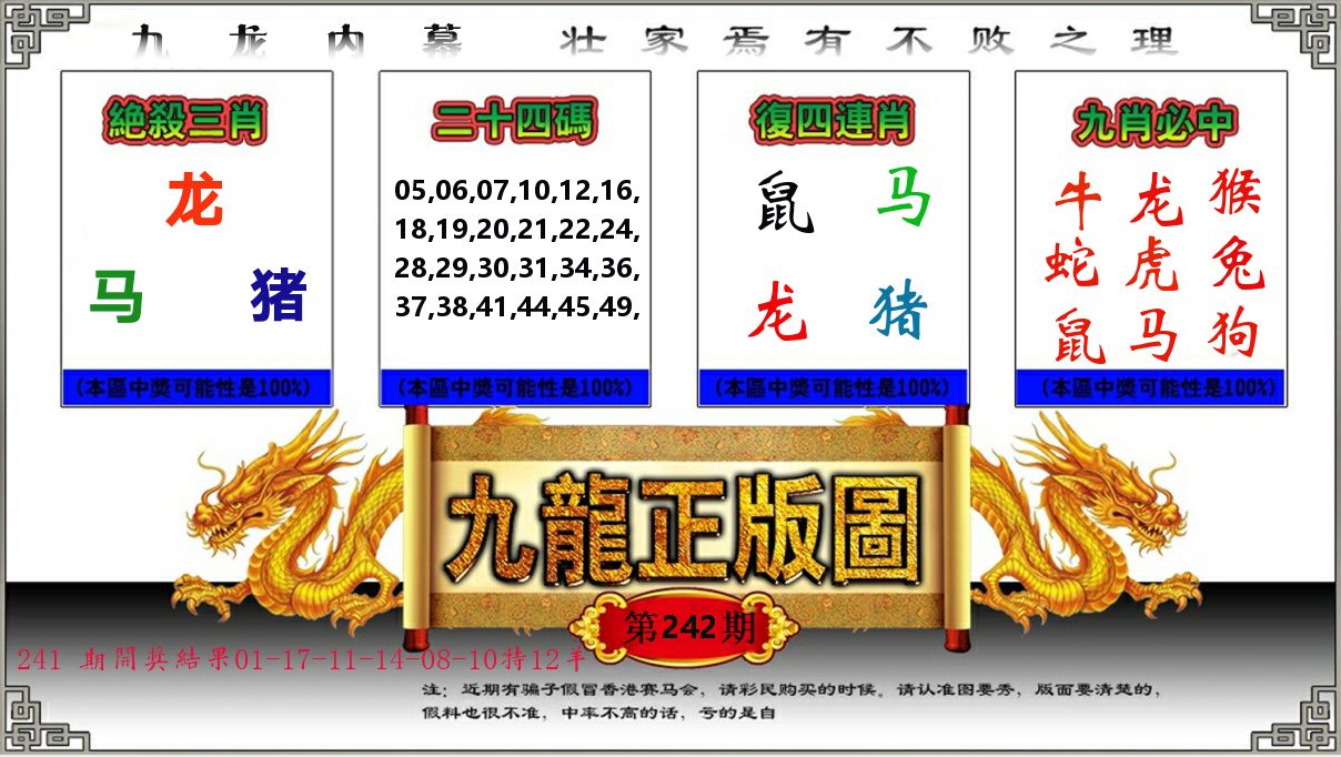 九龙正版图 第242期