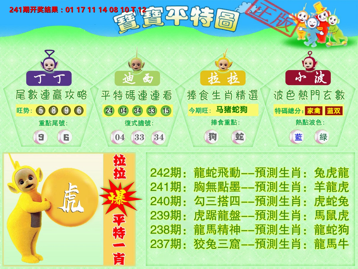 天线宝宝平特图 第242期