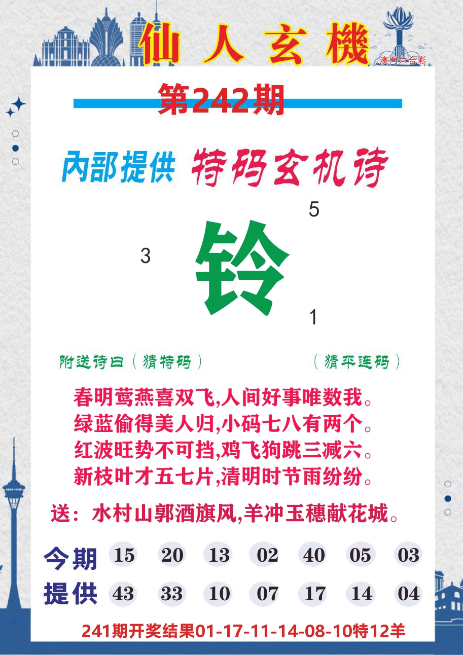 澳门钱多多D 第242期