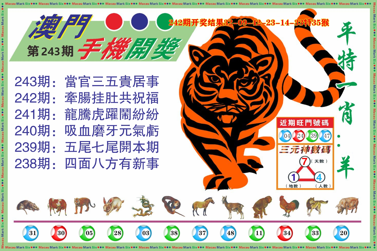 澳门开奖报 第243期