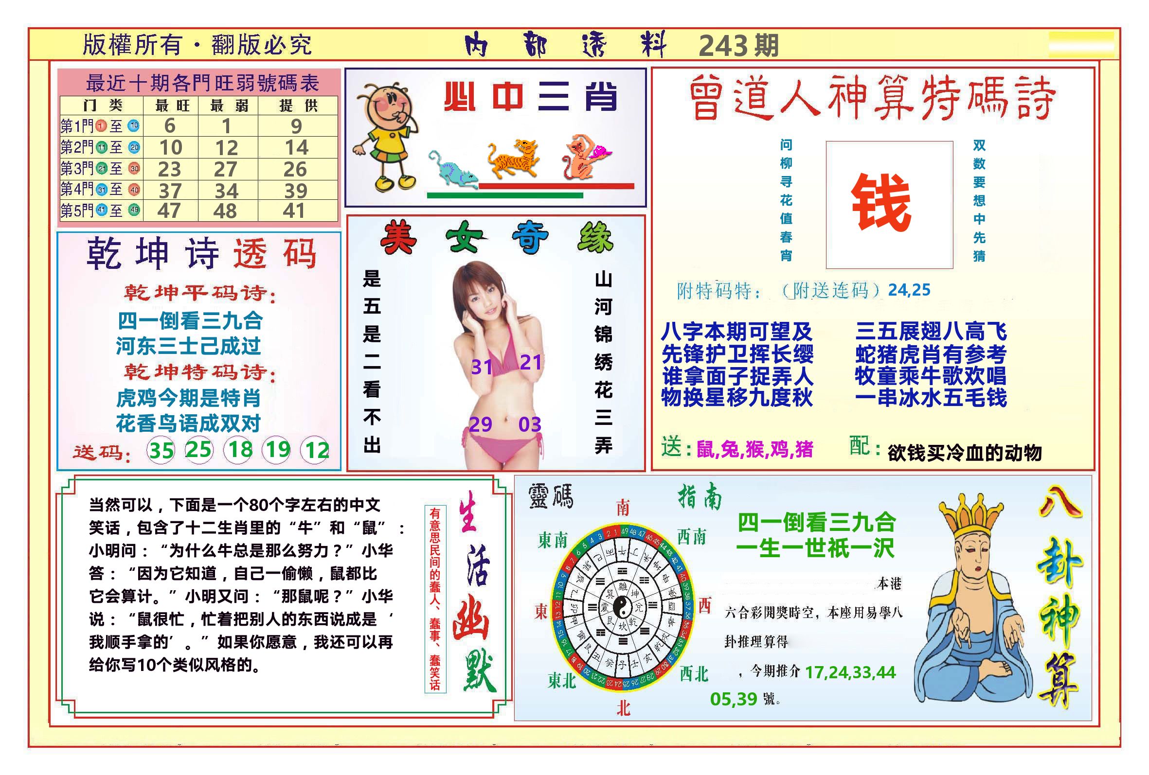 澳门内部透料B 第243期
