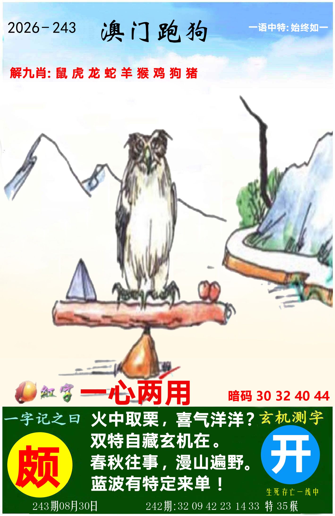 澳门跑狗图 第243期