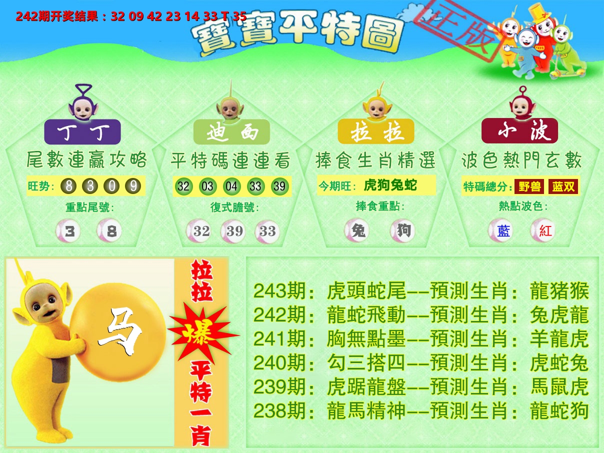 天线宝宝平特图 第243期