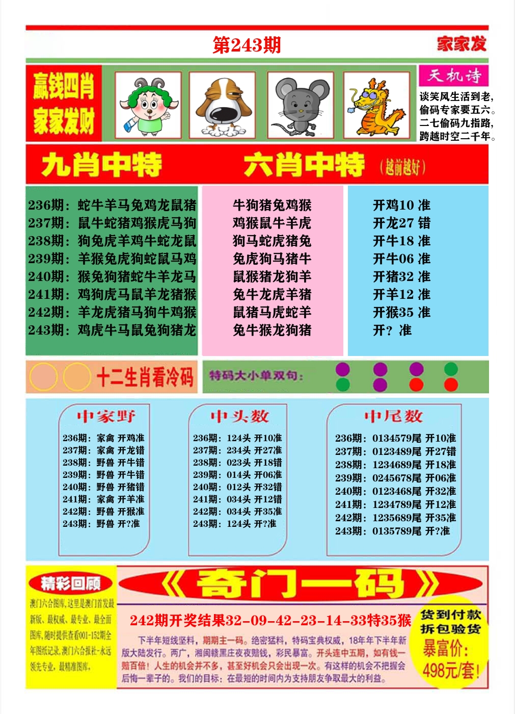 澳门家家发B 第243期