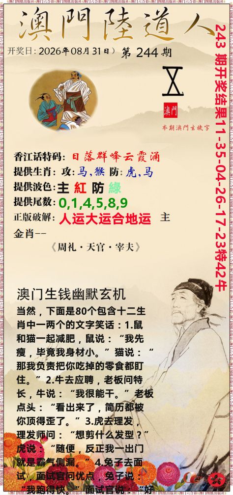 澳门陆道人 第244期