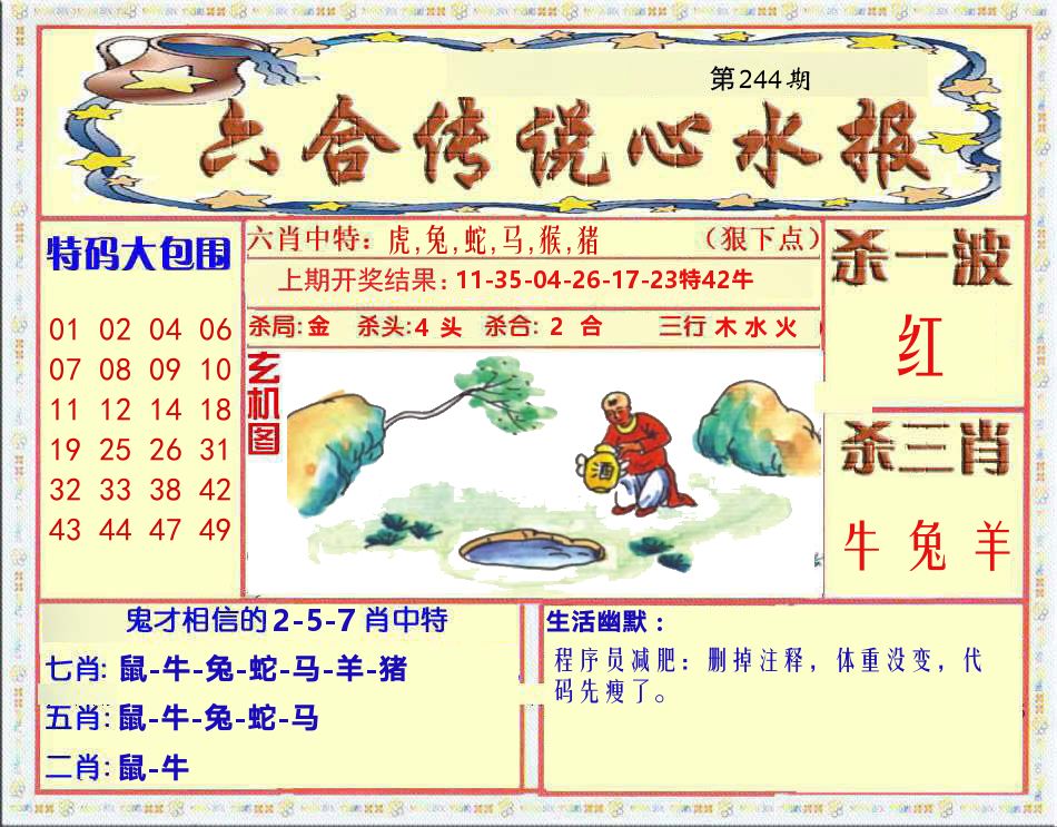 六合传说心水报 第244期
