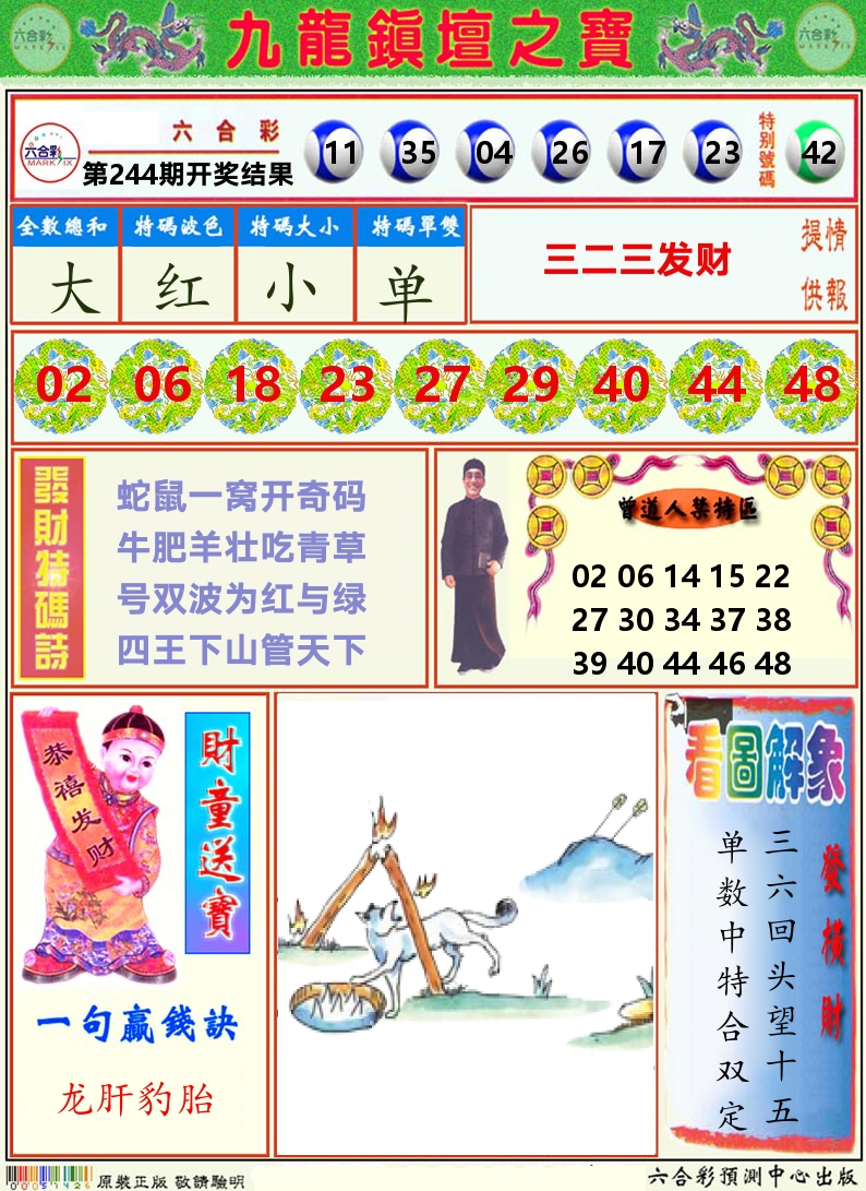 挂牌解特码A 第244期