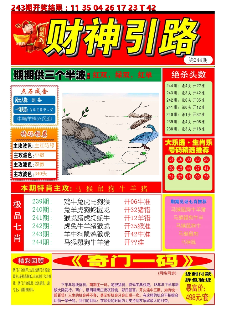 财神引路 第244期