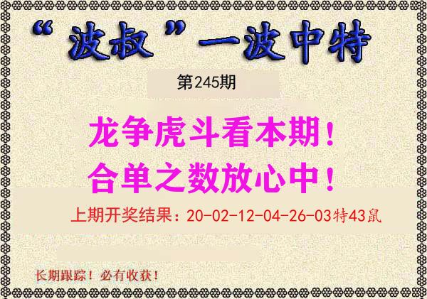 波叔中特 第245期