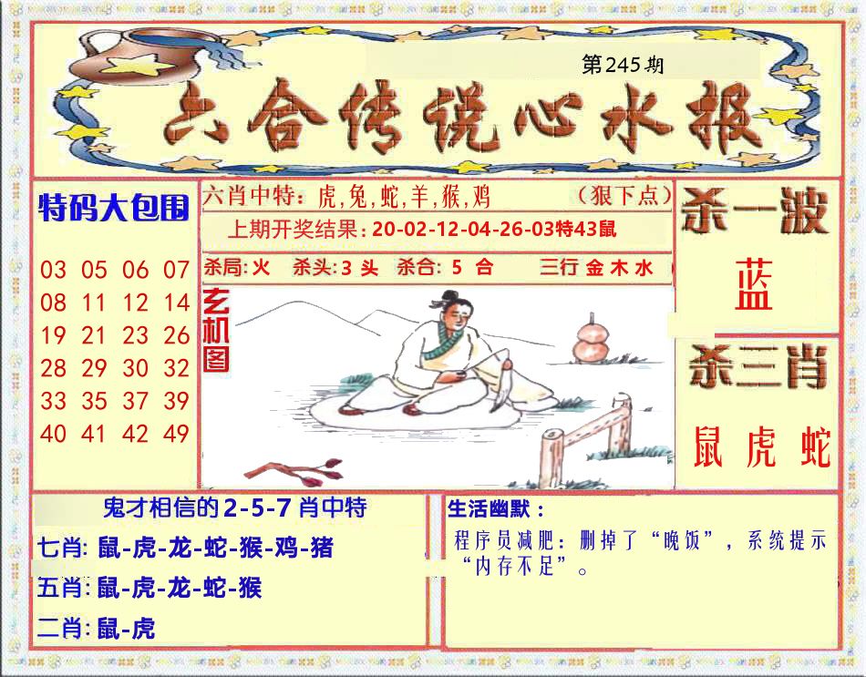 六合传说心水报 第245期