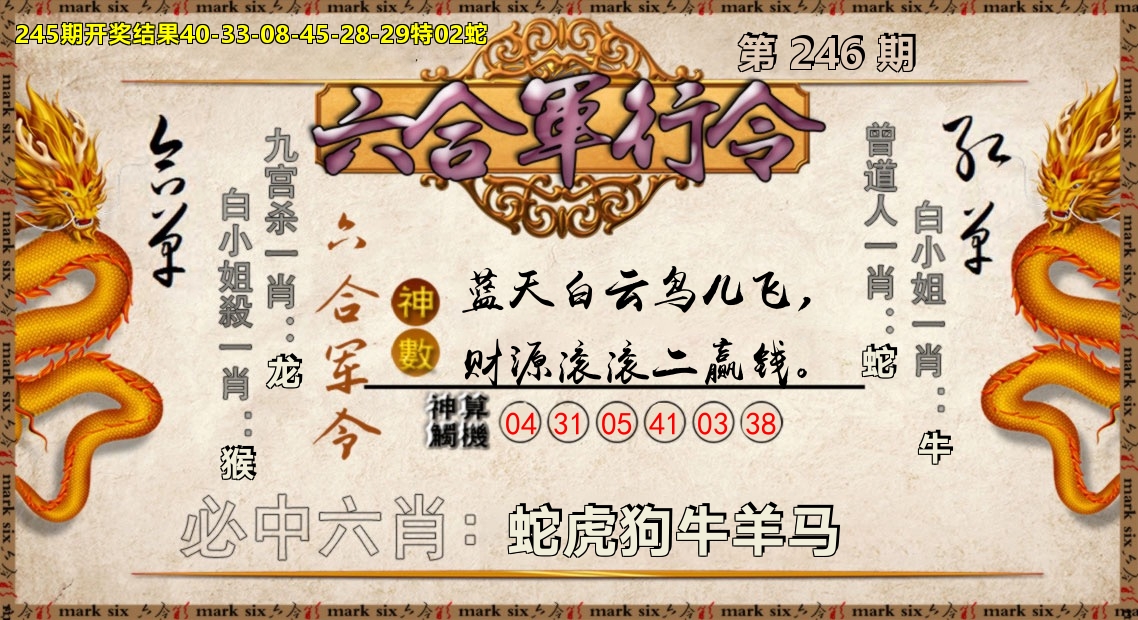 六合军行令 第246期