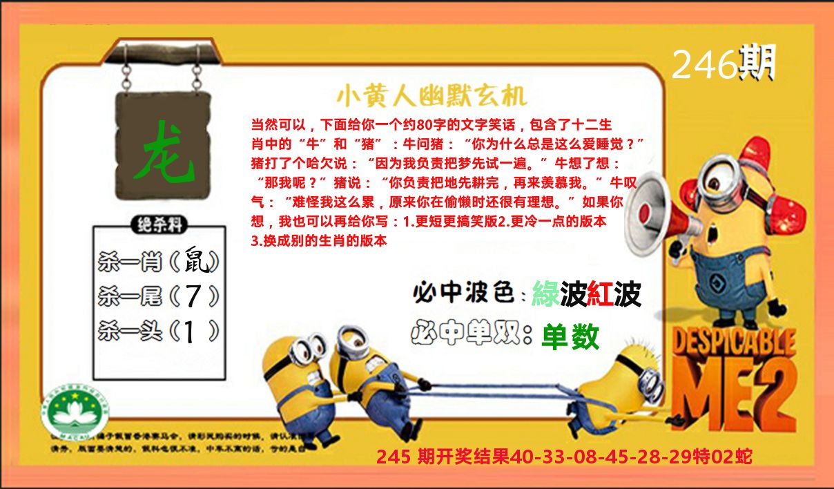 小黄人玄机诗 第246期