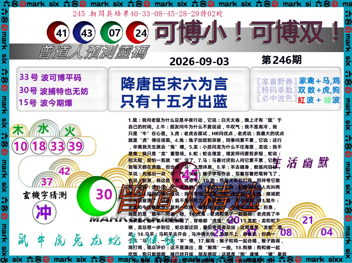 曾道人精选 第246期