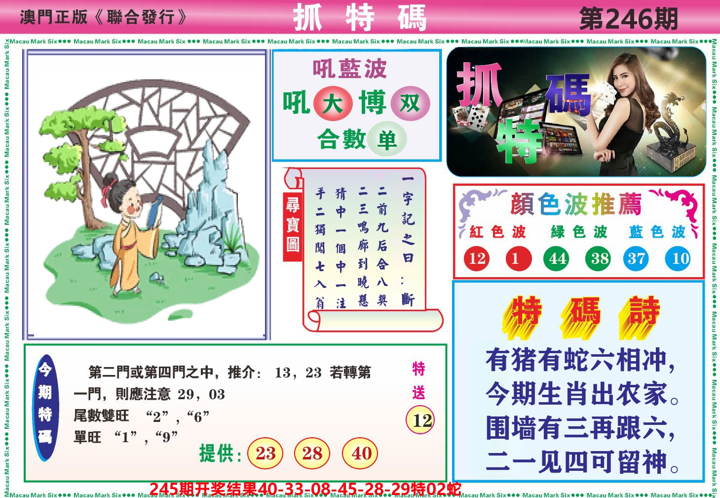澳门抓特码A 第246期
