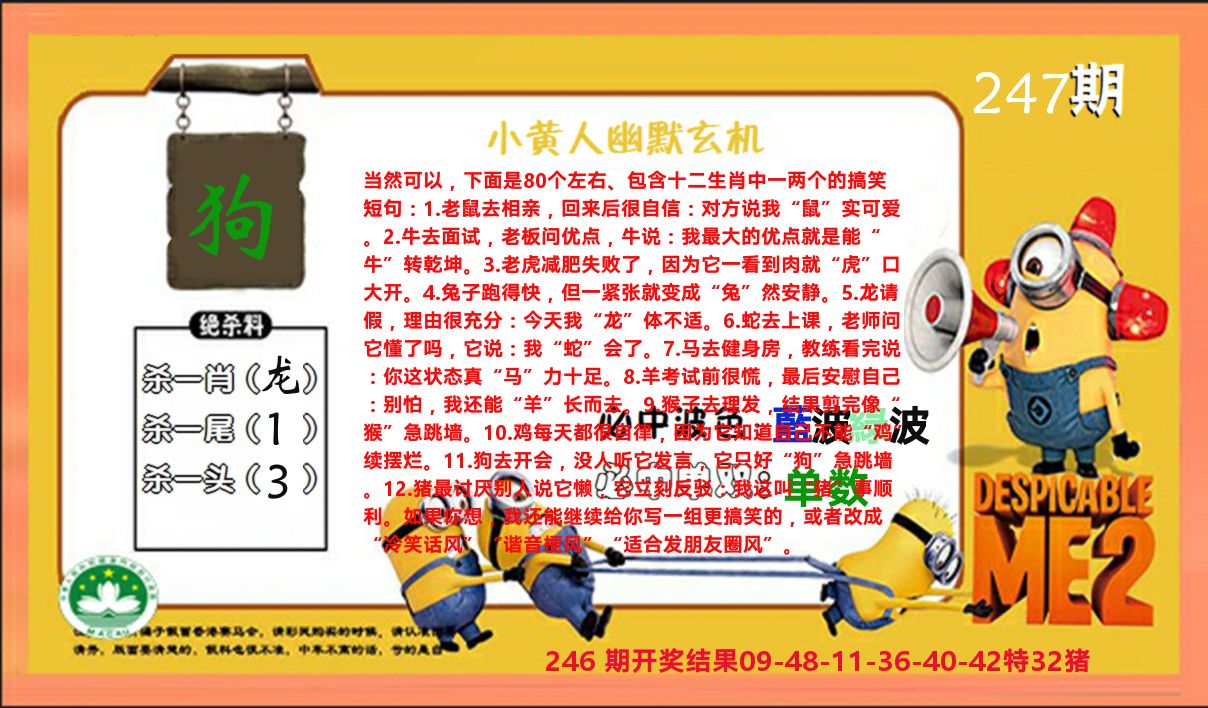 小黄人玄机诗 第247期
