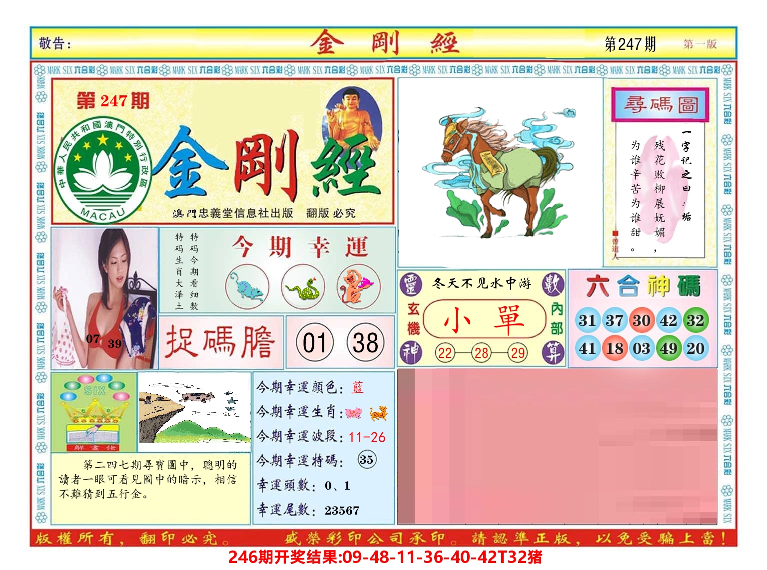澳门金刚经 第247期