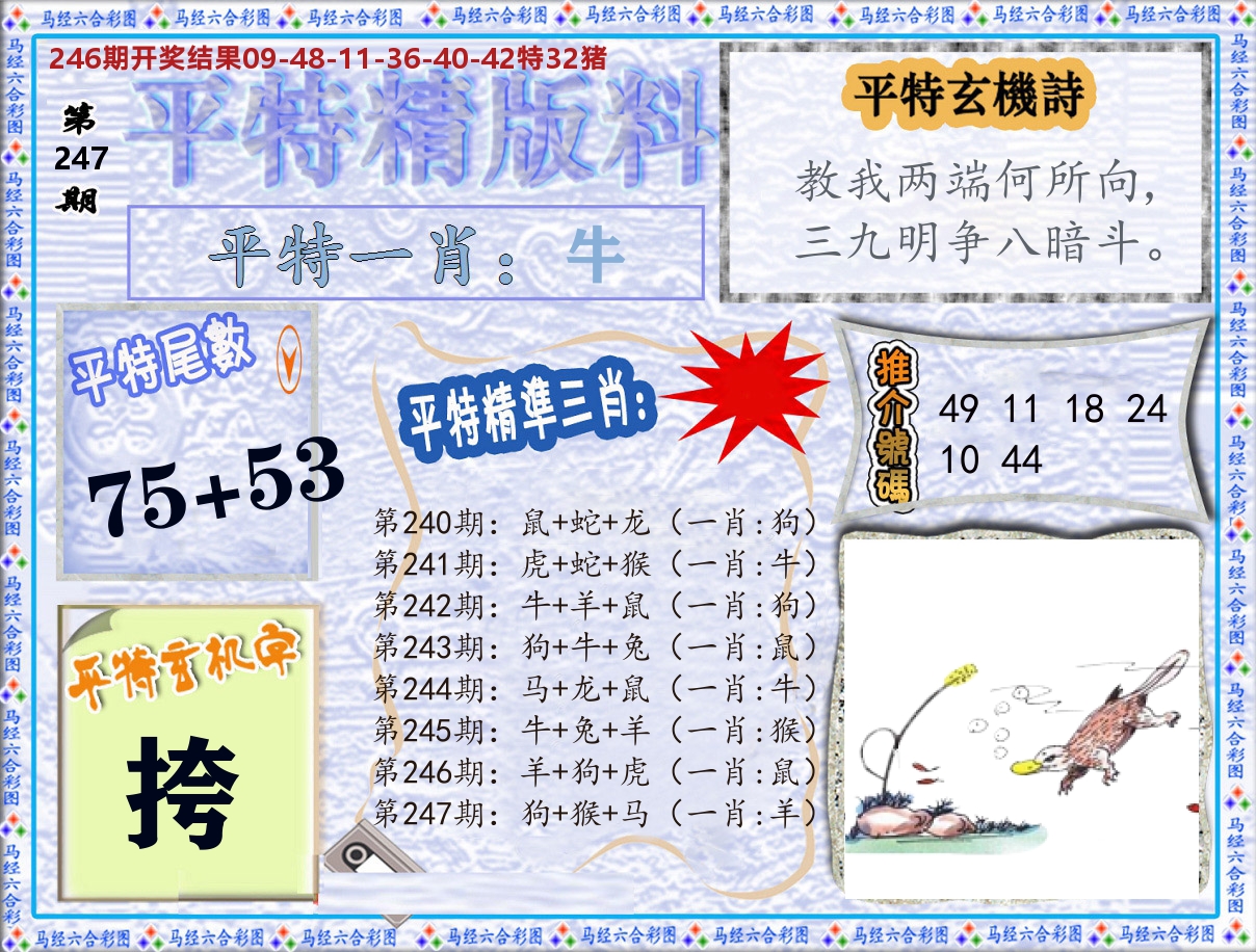 平特精版料 第247期