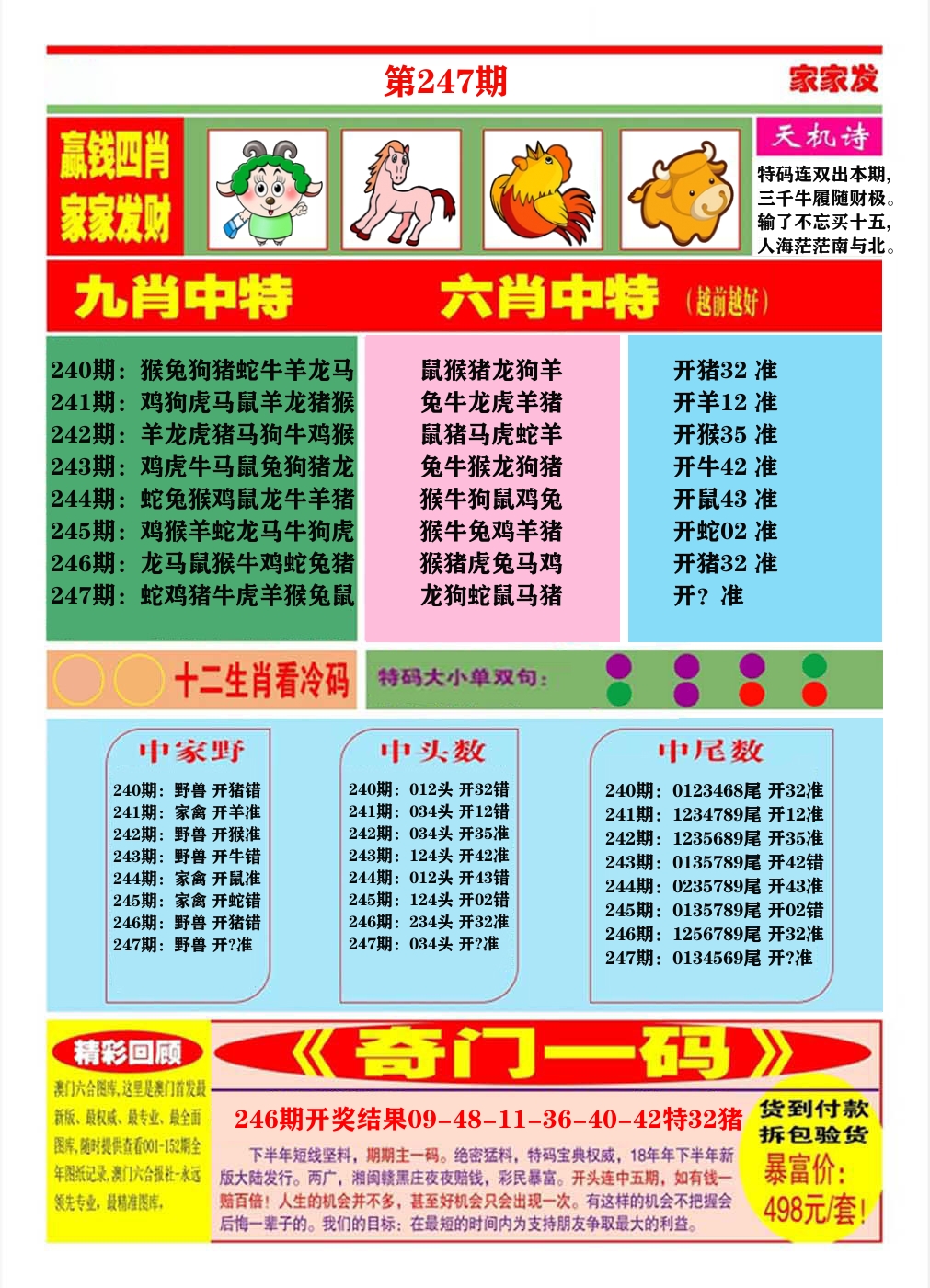 澳门家家发B 第247期