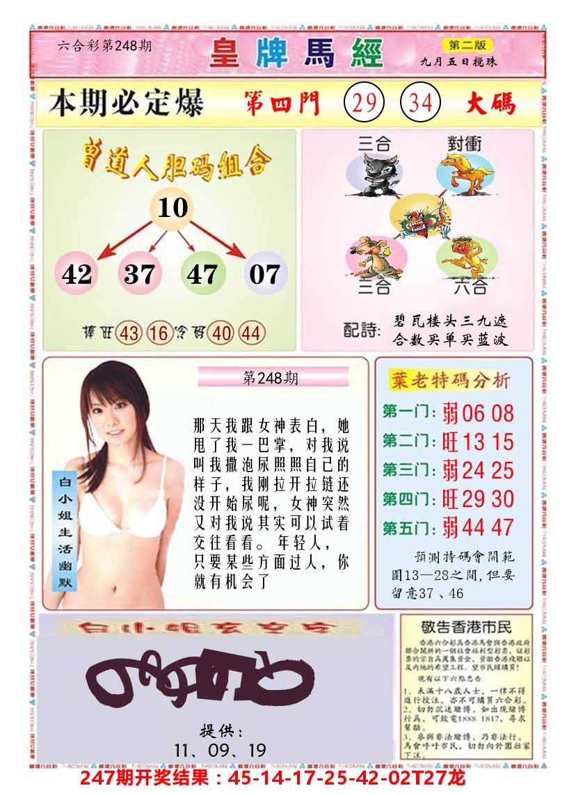 澳门皇牌马经B 第248期
