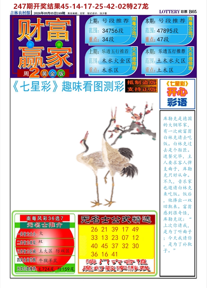 七星彩图A 第248期