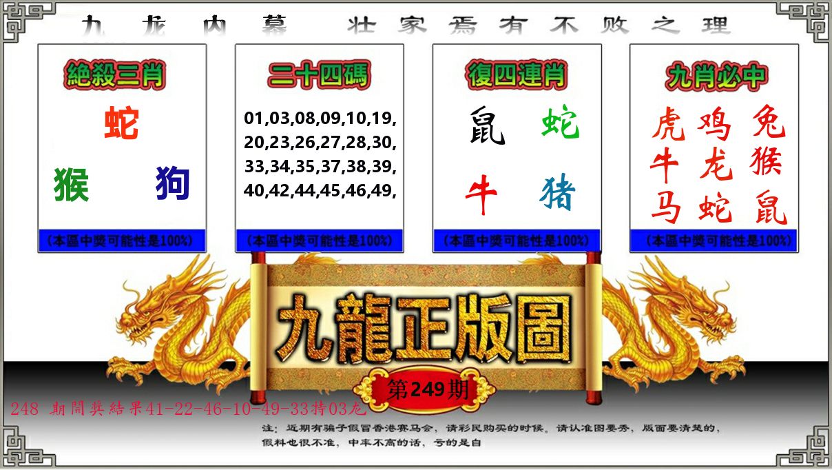 九龙正版图 第249期