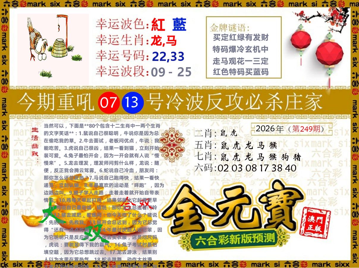 金元宝 第249期
