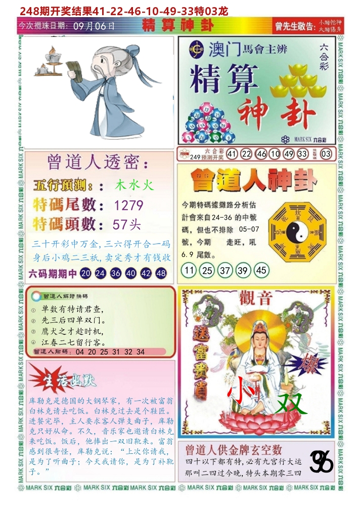 澳门精算神卦 第249期
