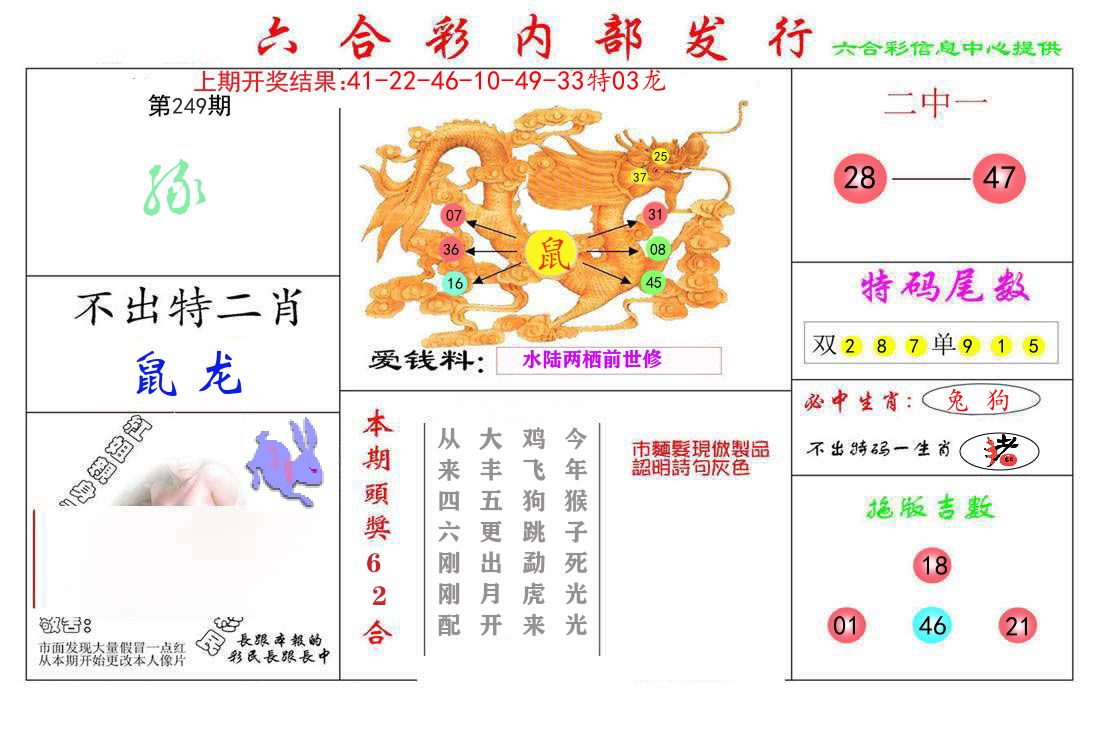 六合彩内部发行 第249期