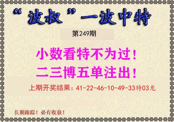 波叔中特 第249期