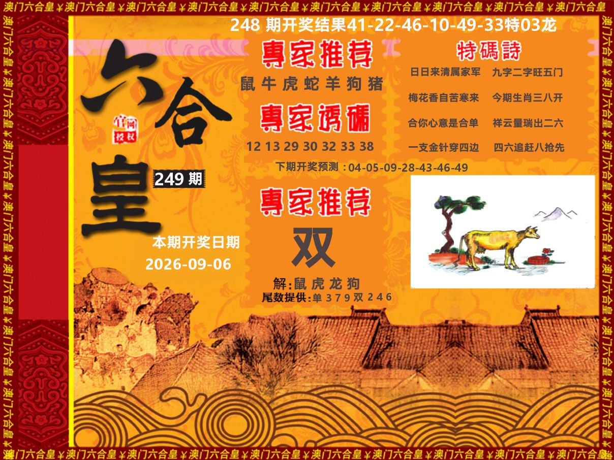 六合皇系列 第249期