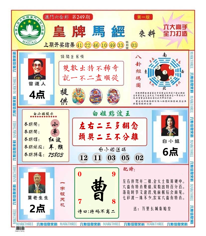 澳门皇牌马经 第249期