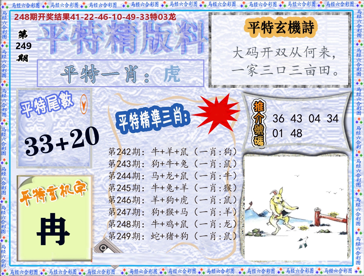 平特精版料 第249期