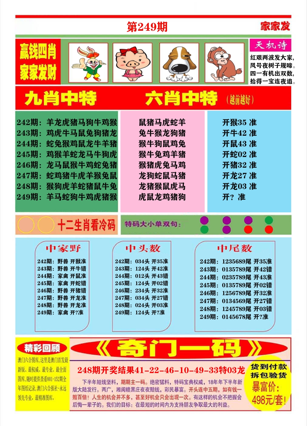 澳门家家发B 第249期
