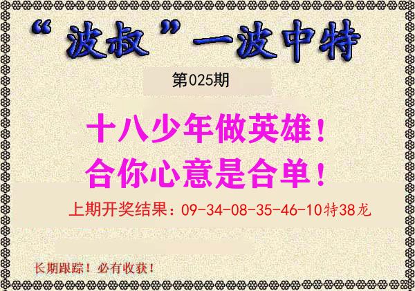 波叔中特 第25期
