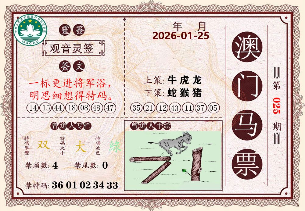 澳门马票 第25期