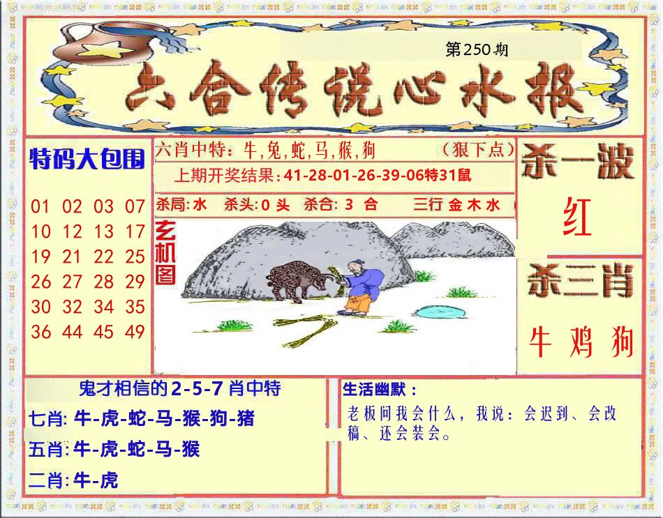 六合传说心水报 第250期